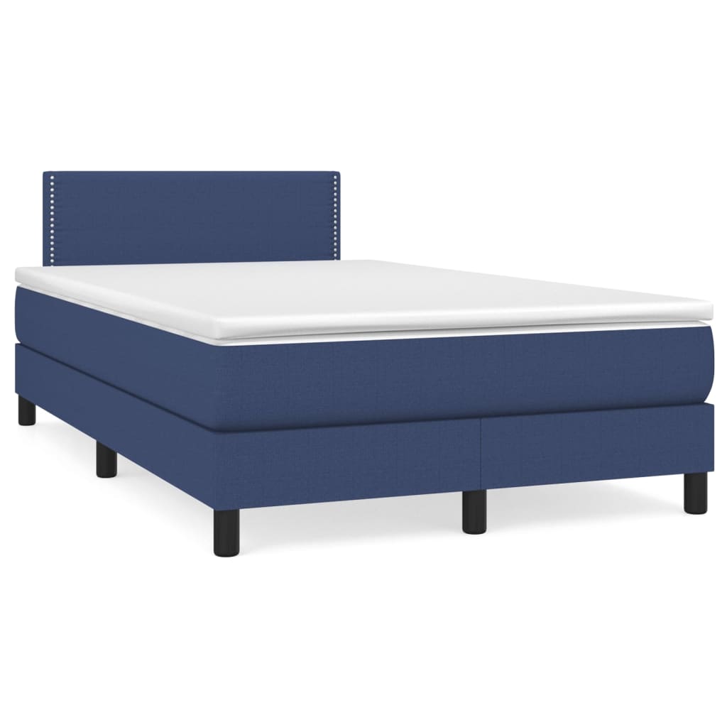 Κρεβάτι Boxspring με Στρώμα Μπλε 120x200 εκ. Υφασμάτινο