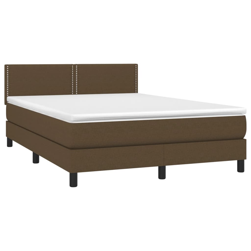 Κρεβάτι Boxspring με Στρώμα Σκούρο Καφέ 140x190 εκ. Υφασμάτινο