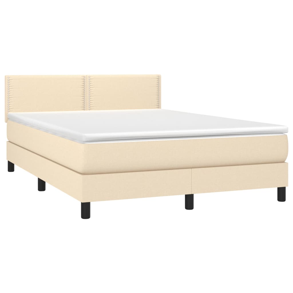 Κρεβάτι Boxspring με Στρώμα Κρεμ 140x190 εκ. Υφασμάτινο - Pakobazaar