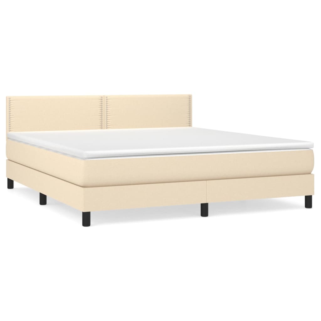 Κρεβάτι Boxspring με Στρώμα Κρεμ 160x200 εκ. Υφασμάτινο
