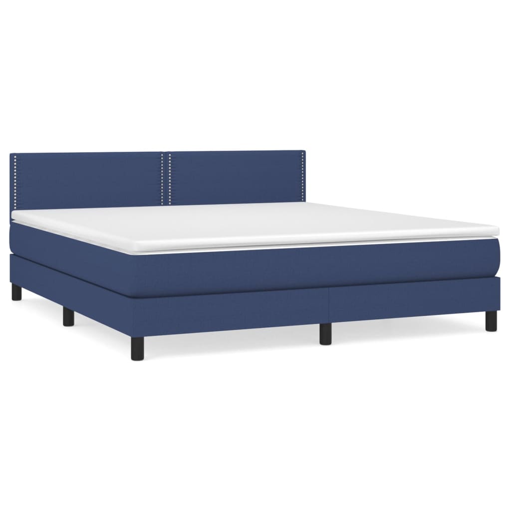 Κρεβάτι Boxspring με Στρώμα Μπλε 180x200 εκ. Υφασμάτινο