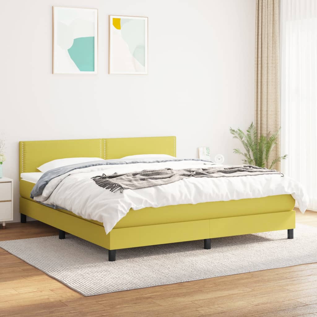 Κρεβάτι Boxspring με Στρώμα Πράσινο 180x200 εκ.Υφασμάτινο