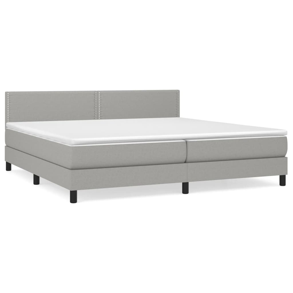 Κρεβάτι Boxspring με Στρώμα Ανοιχτό Γκρι 200x200 εκ. Υφασμάτινο - Pakobazaar