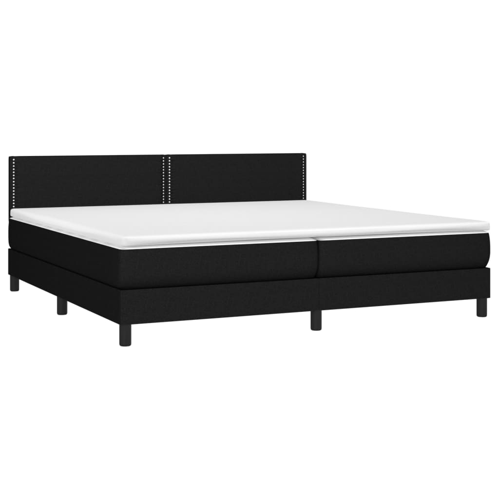Κρεβάτι Boxspring με Στρώμα Μαύρο 200x200 εκ. Υφασμάτινο