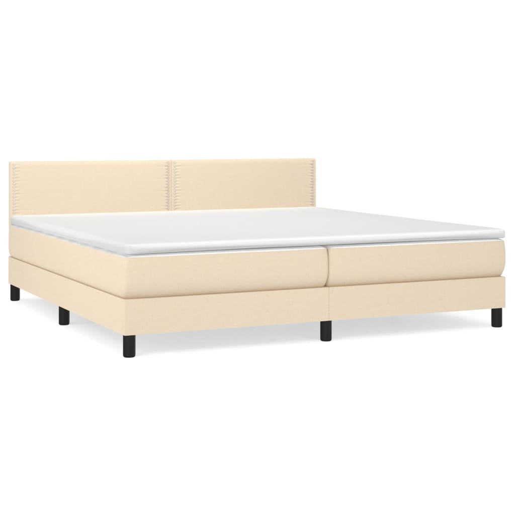 Κρεβάτι Boxspring με Στρώμα Κρεμ 200x200 εκ. Υφασμάτινο