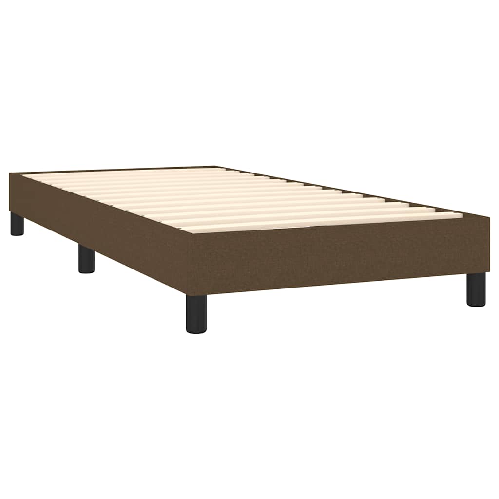 Κρεβάτι Boxspring με Στρώμα Σκούρο Καφέ 90x200 εκ. Υφασμάτινο
