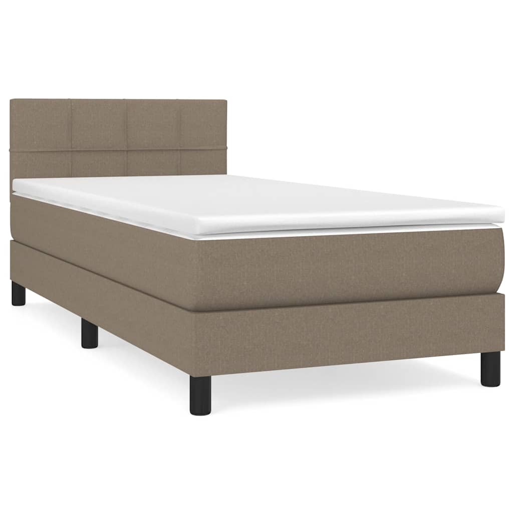 Κρεβάτι Boxspring με Στρώμα Taupe 100 x 200 εκ. Υφασμάτινο