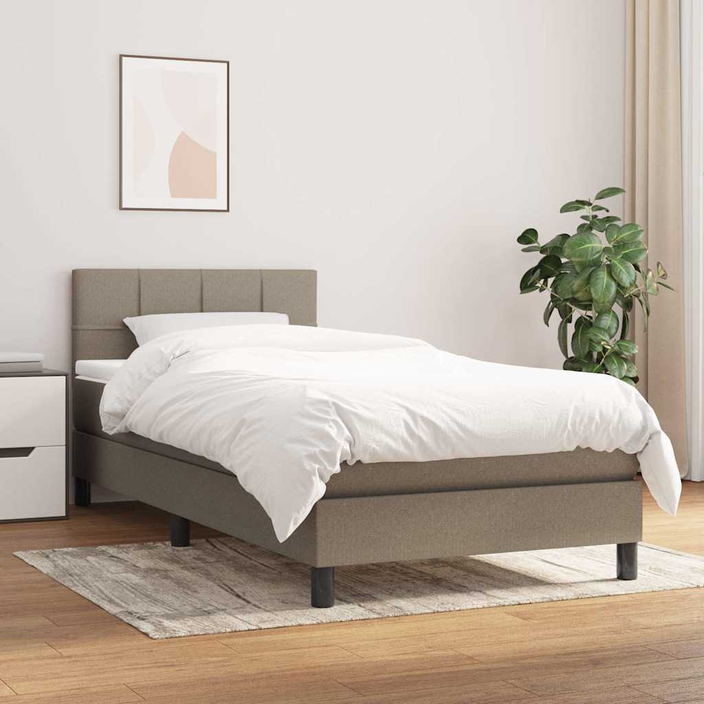 Κρεβάτι Boxspring με Στρώμα Taupe 100 x 200 εκ. Υφασμάτινο