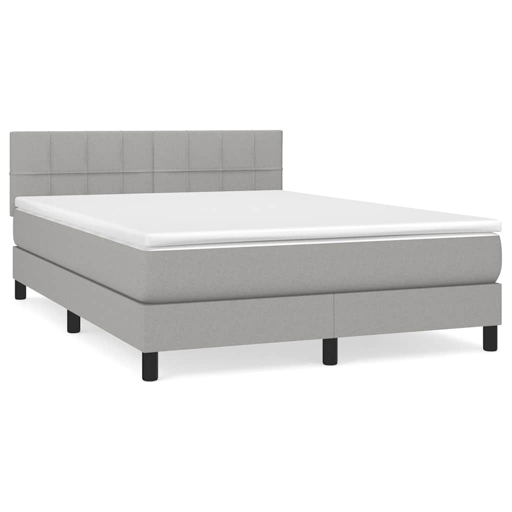 Κρεβάτι Boxspring με Στρώμα Ανοιχτό Γκρι 140x190 εκ. Υφασμάτινο