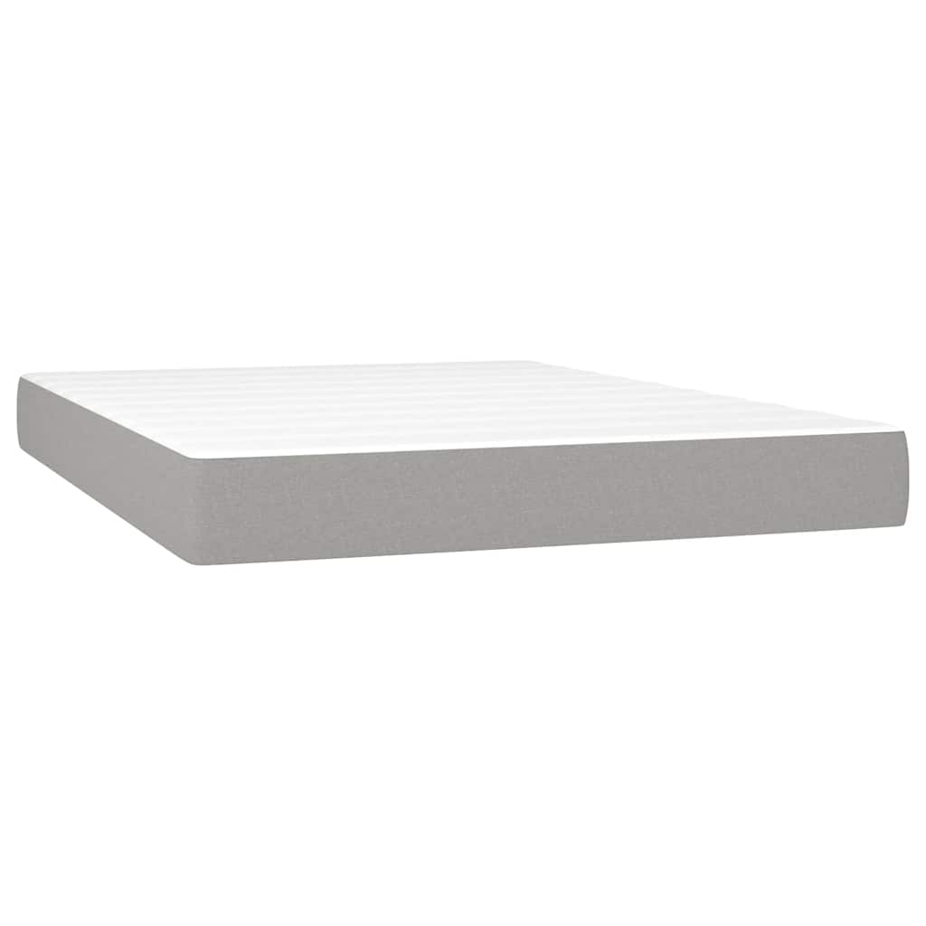 Κρεβάτι Boxspring με Στρώμα Ανοιχτό Γκρι 140x190 εκ. Υφασμάτινο