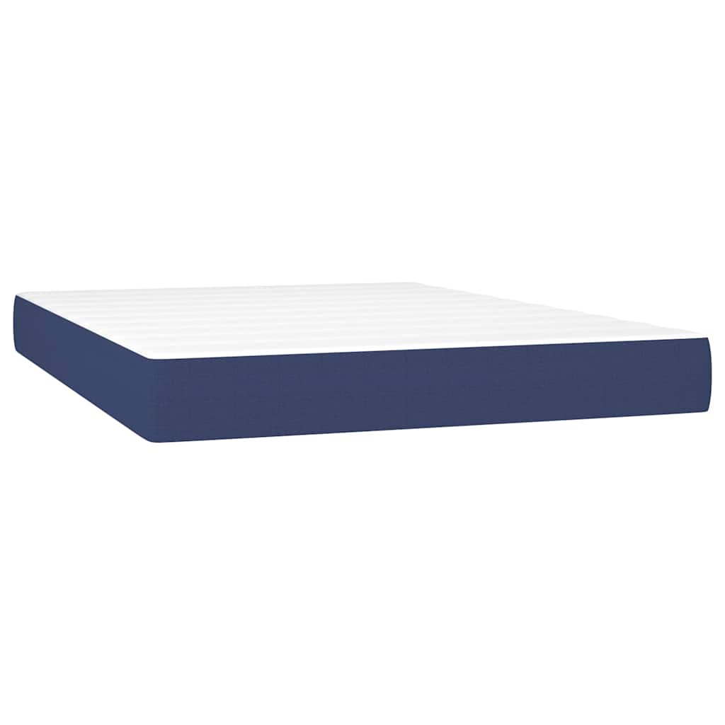 Κρεβάτι Boxspring με Στρώμα Μπλε 140x200 εκ. Υφασμάτινο