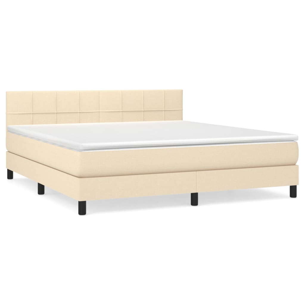 Κρεβάτι Boxspring με Στρώμα Κρεμ 160x200 εκ. Υφασμάτινο