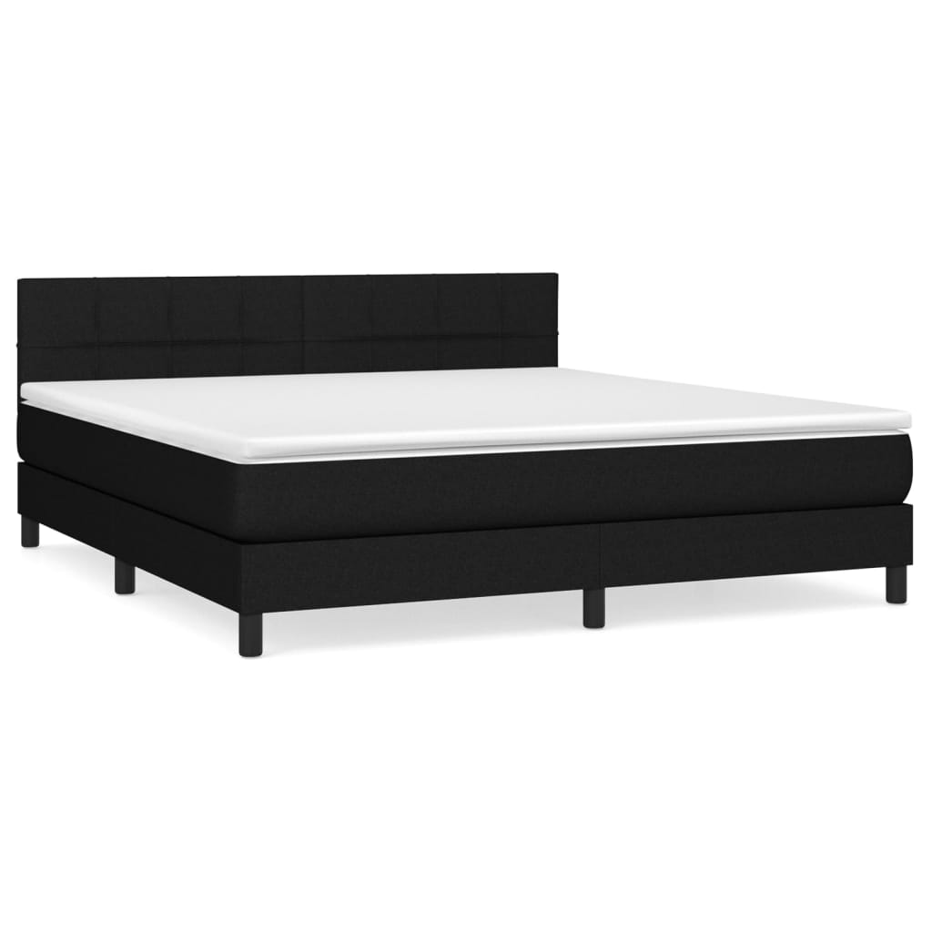 Κρεβάτι Boxspring με Στρώμα Μαύρο 180x200 εκ. Υφασμάτινο