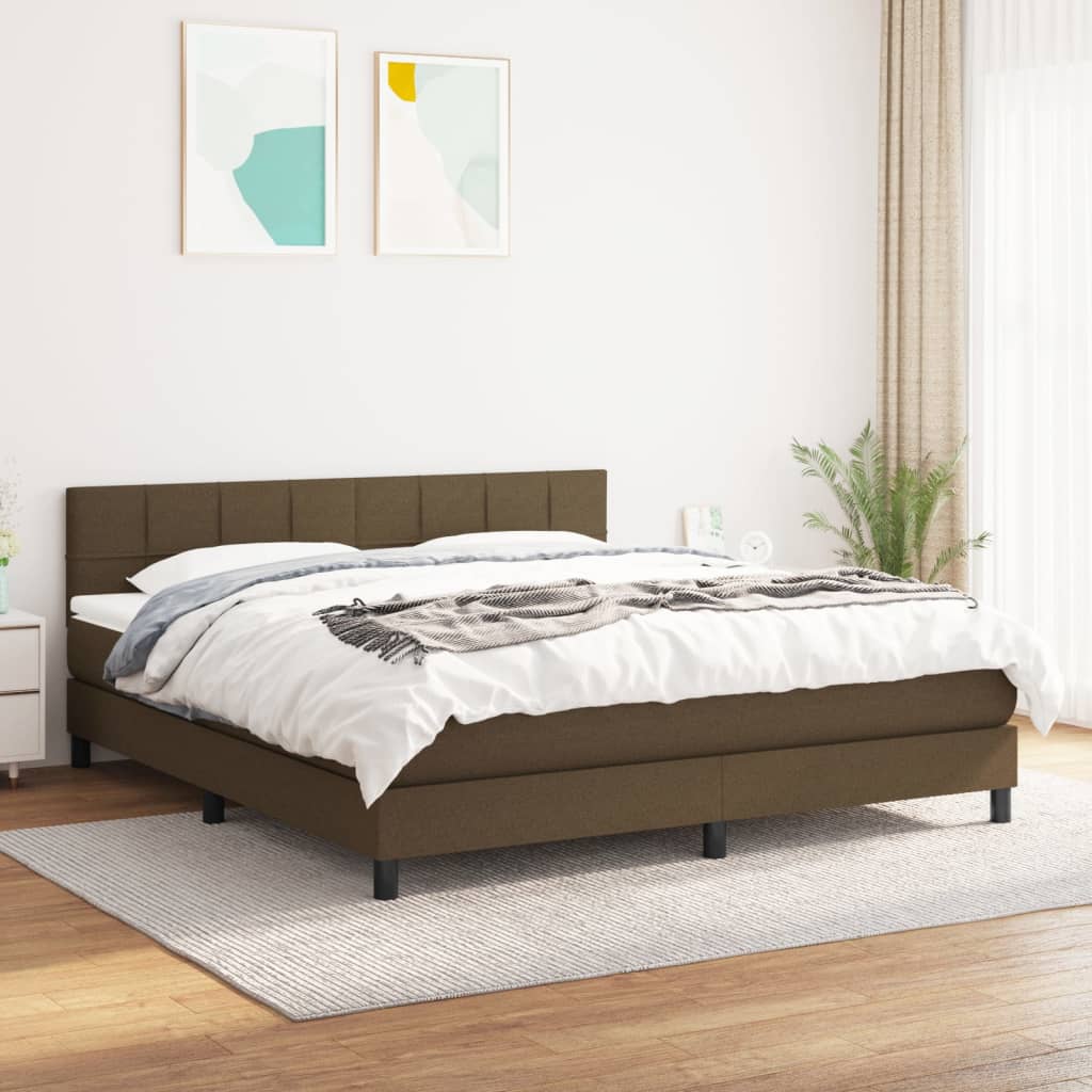 Κρεβάτι Boxspring με Στρώμα Σκούρο Καφέ 180x200 εκ Υφασμάτινο - Pakobazaar