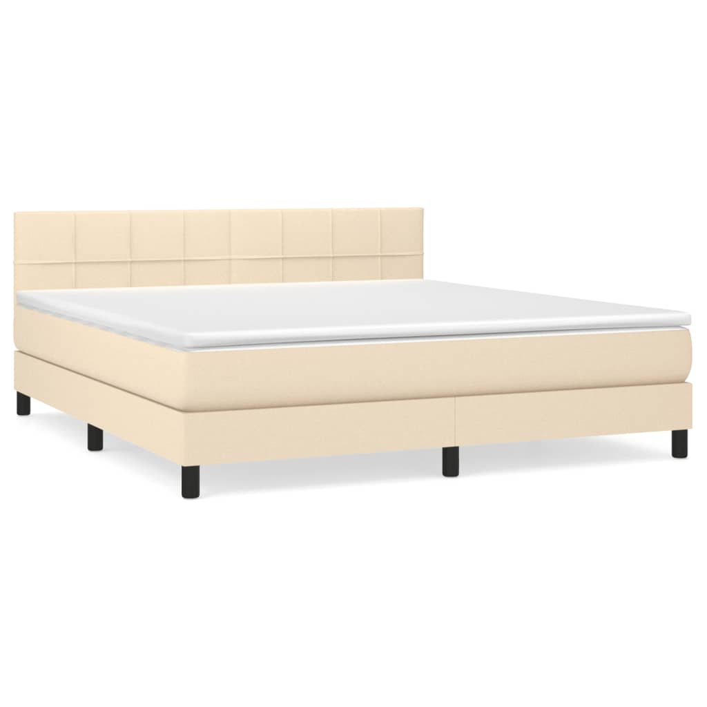 Κρεβάτι Boxspring με Στρώμα Κρεμ 180x200 εκ. Υφασμάτινο