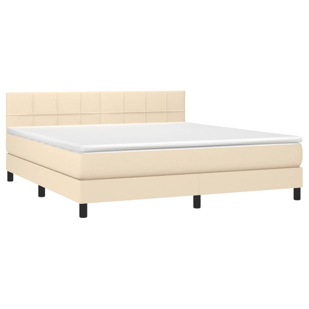 Κρεβάτι Boxspring με Στρώμα Κρεμ 180x200 εκ. Υφασμάτινο