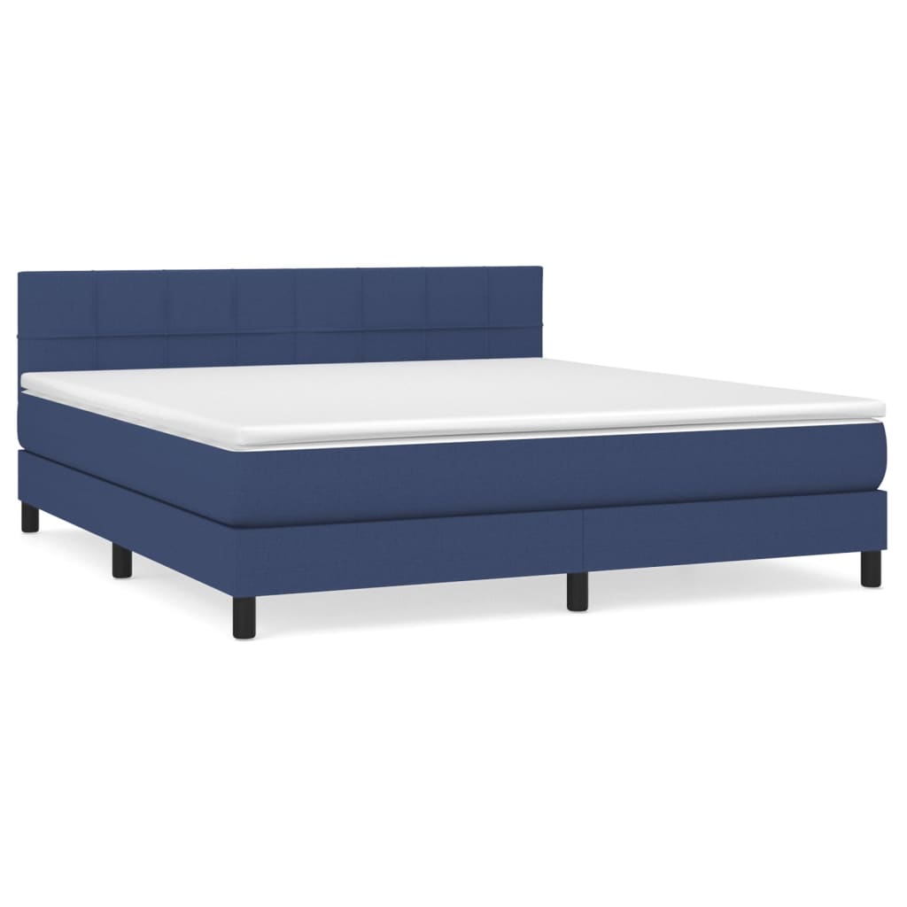 Κρεβάτι Boxspring με Στρώμα Μπλε 180x200 εκ. Υφασμάτινο