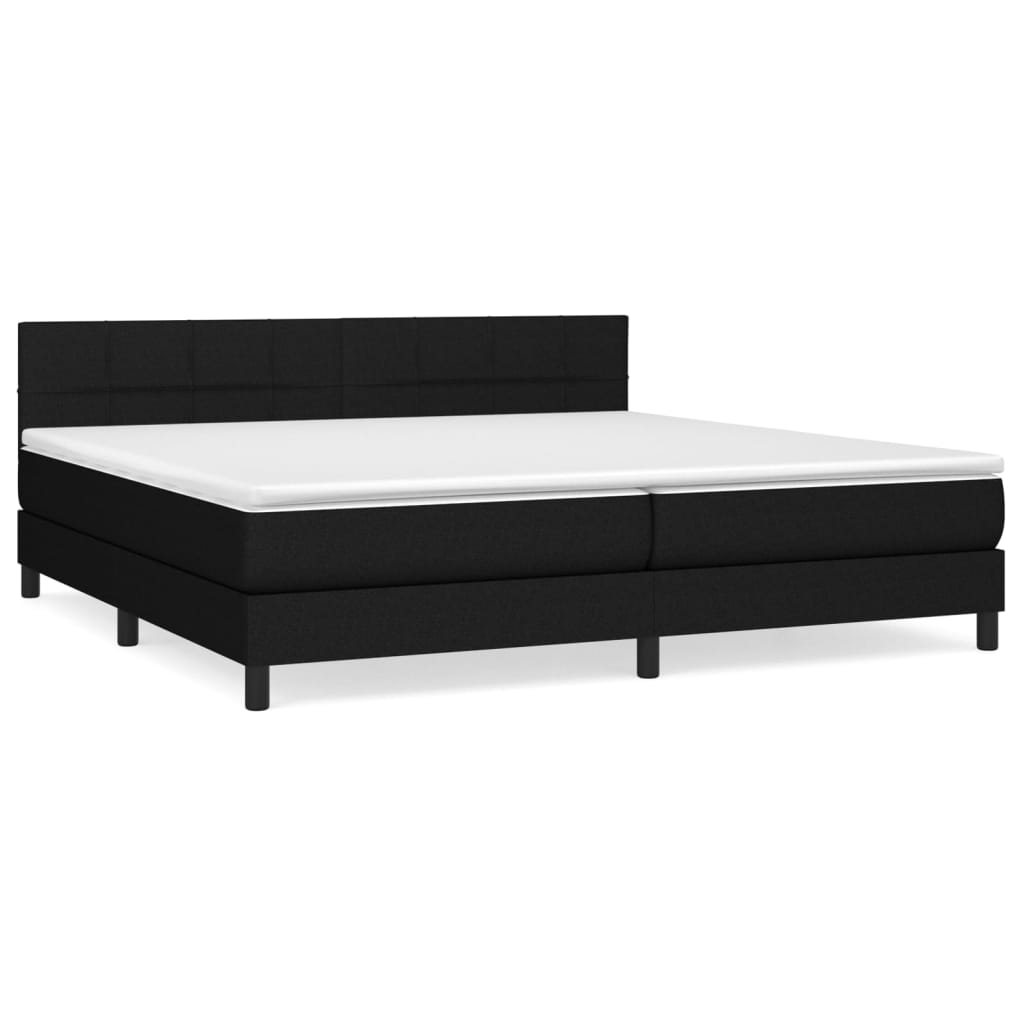Κρεβάτι Boxspring με Στρώμα Μαύρο 200x200 εκ. Υφασμάτινο - Pakobazaar