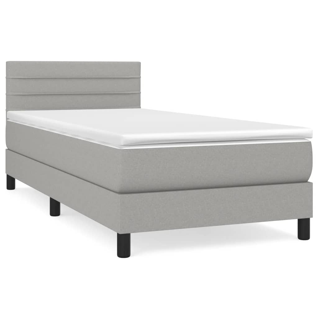 Κρεβάτι Boxspring με Στρώμα Ανοιχτό Γκρι 80x200 εκ. Υφασμάτινο