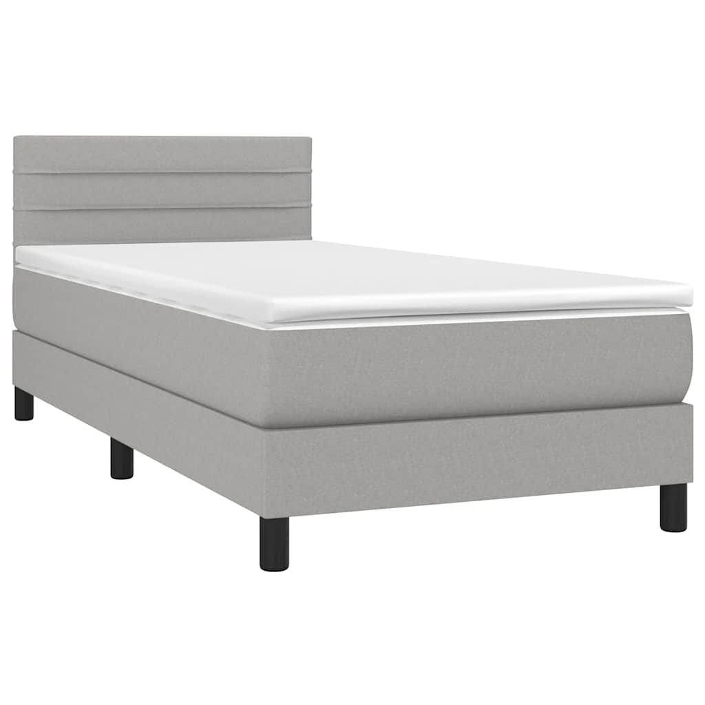 Κρεβάτι Boxspring με Στρώμα Ανοιχτό Γκρι 80x200 εκ. Υφασμάτινο