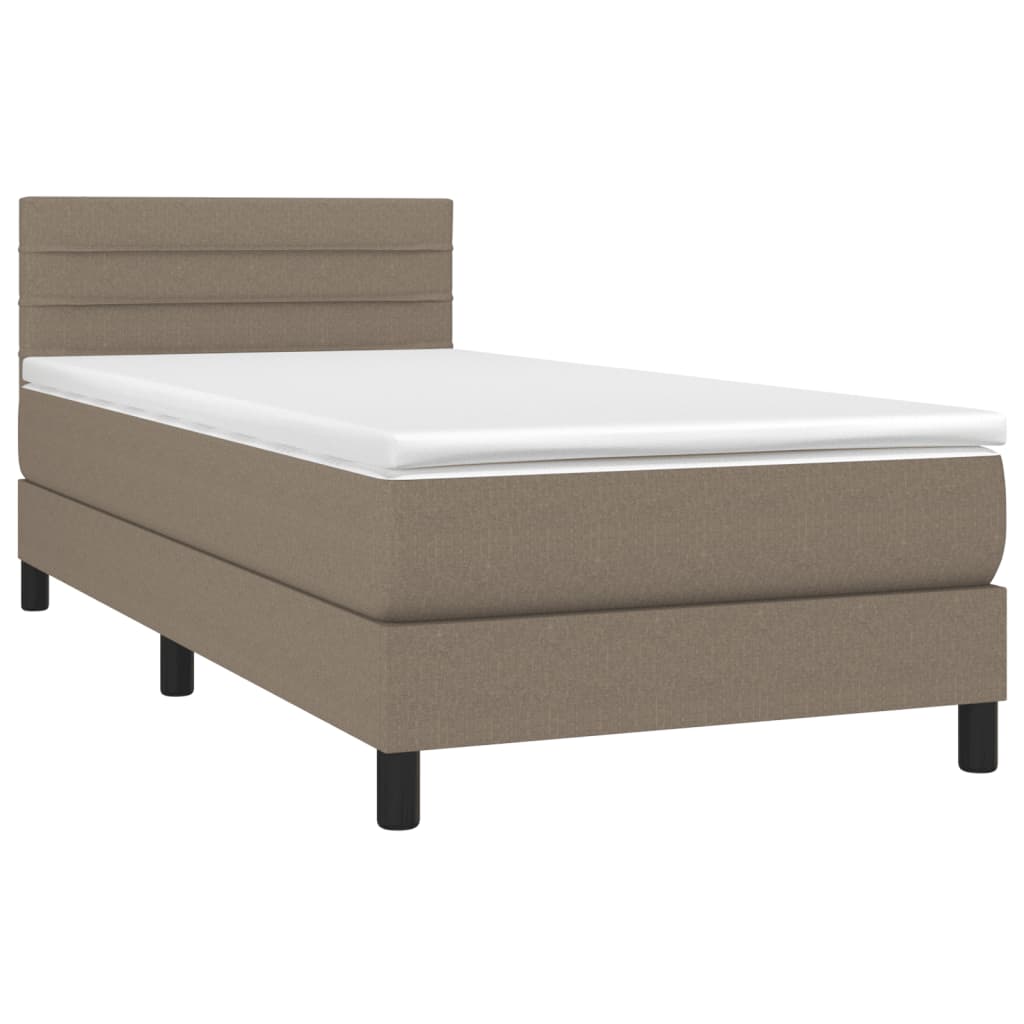 Κρεβάτι Boxspring με Στρώμα Taupe 80x200 εκ. Υφασμάτινο