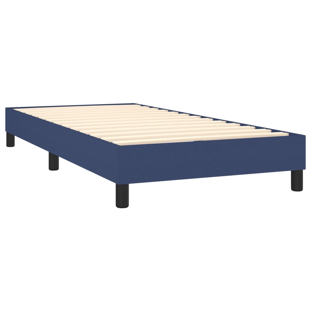 Κρεβάτι Boxspring με Στρώμα Μπλε 80x200 εκ. Υφασμάτινο