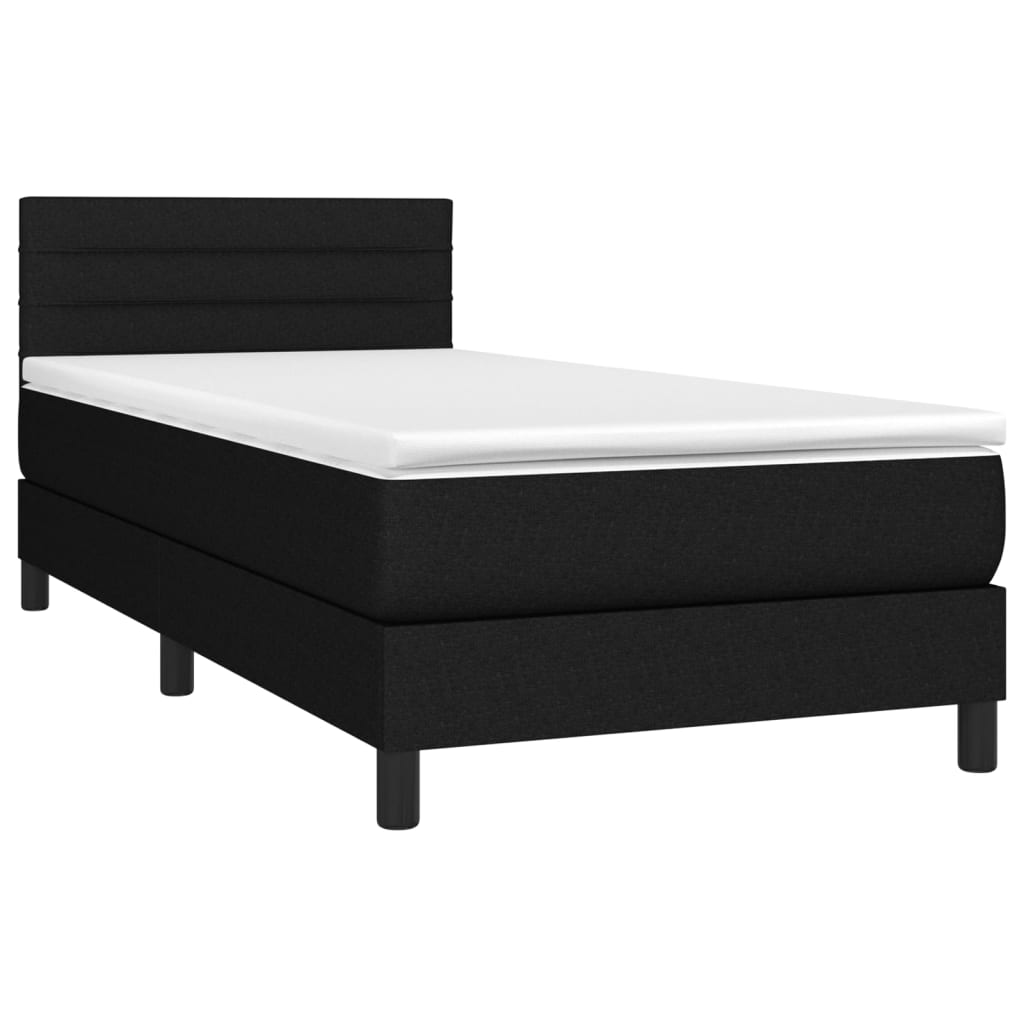 Κρεβάτι Boxspring με Στρώμα Μαύρο 90x190 εκ.Υφασμάτινο