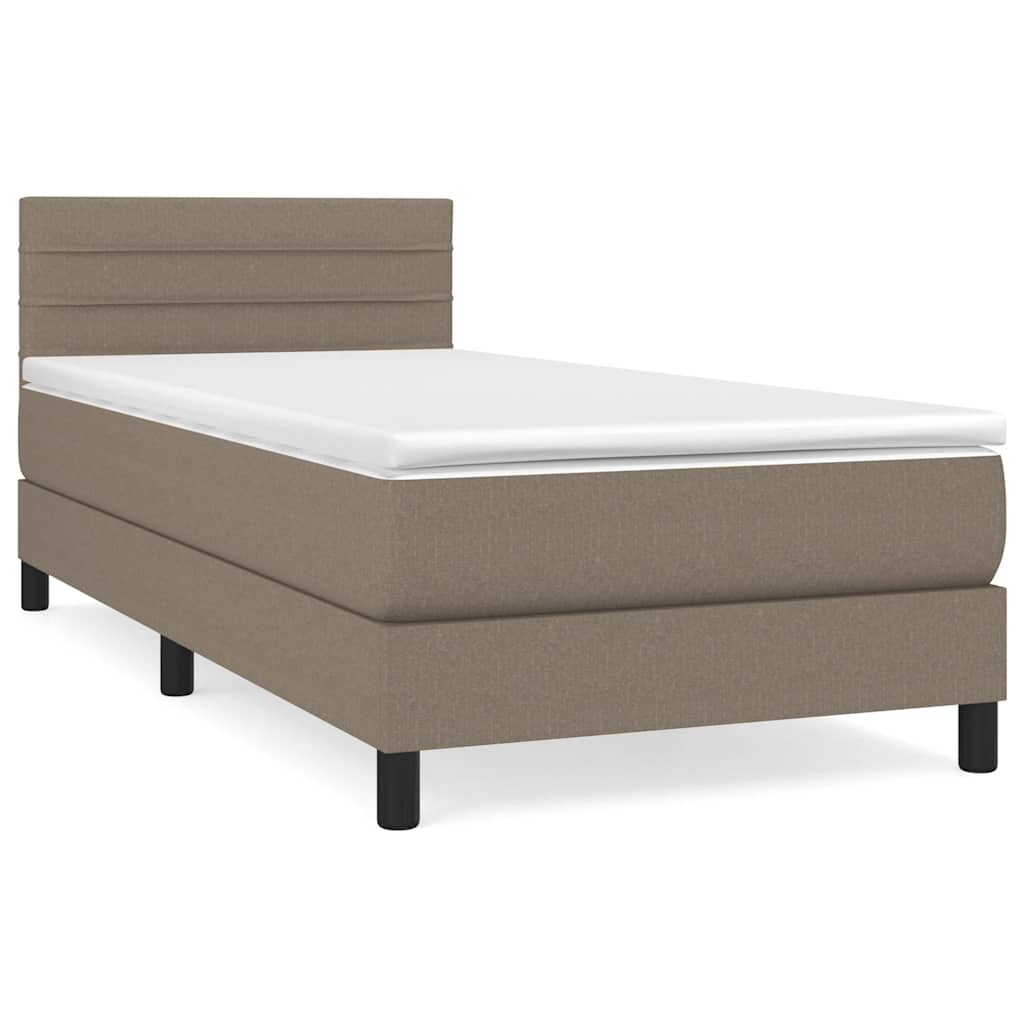 Κρεβάτι Boxspring με Στρώμα Taupe 100 x 200 εκ. Υφασμάτινο