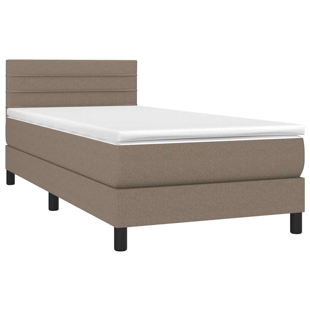 Κρεβάτι Boxspring με Στρώμα Taupe 100 x 200 εκ. Υφασμάτινο
