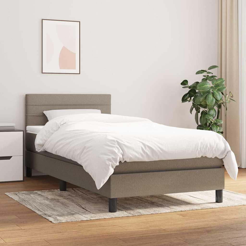 Κρεβάτι Boxspring με Στρώμα Taupe 100 x 200 εκ. Υφασμάτινο