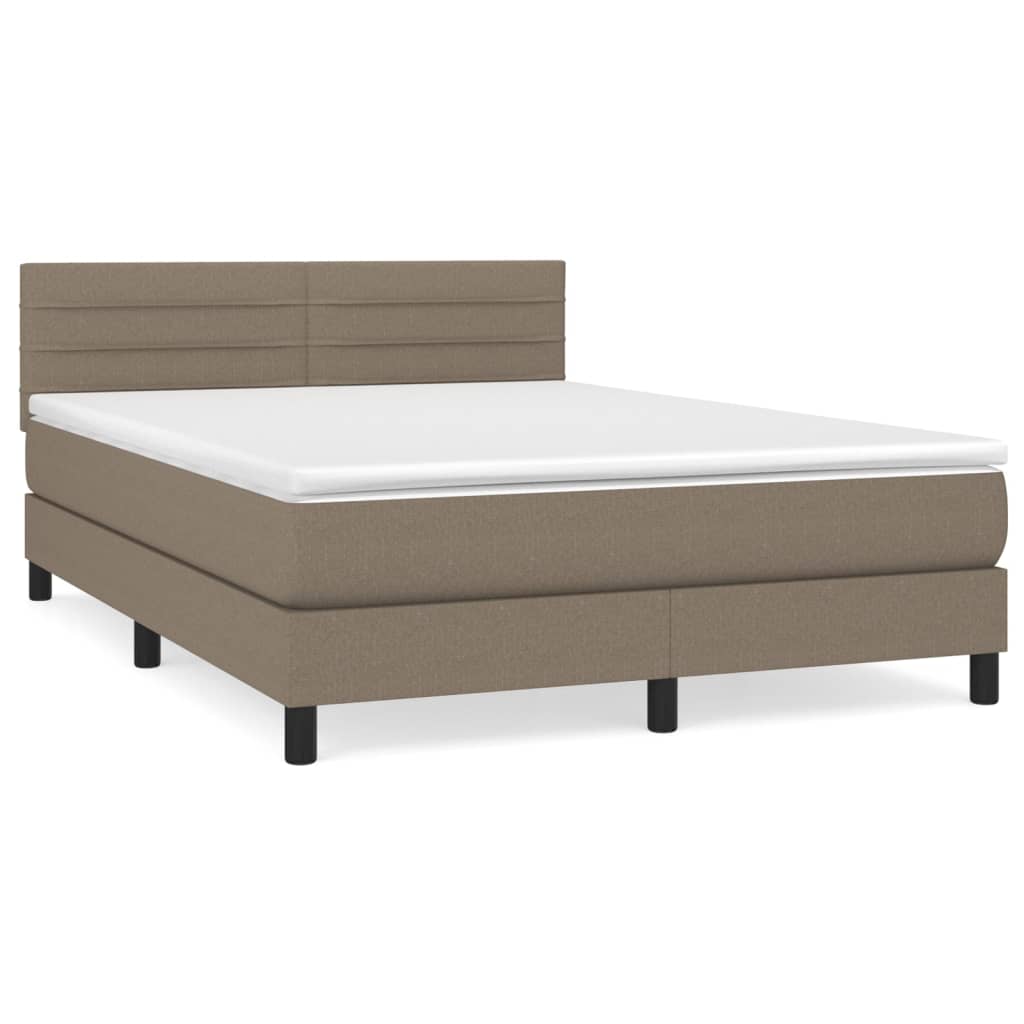 Κρεβάτι Boxspring με Στρώμα Taupe 140x190 εκ. Υφασμάτινο