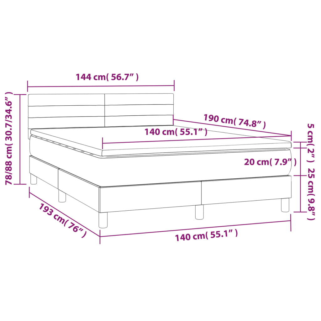 Κρεβάτι Boxspring με Στρώμα Πράσινο 140x190 εκ. Υφασμάτινο