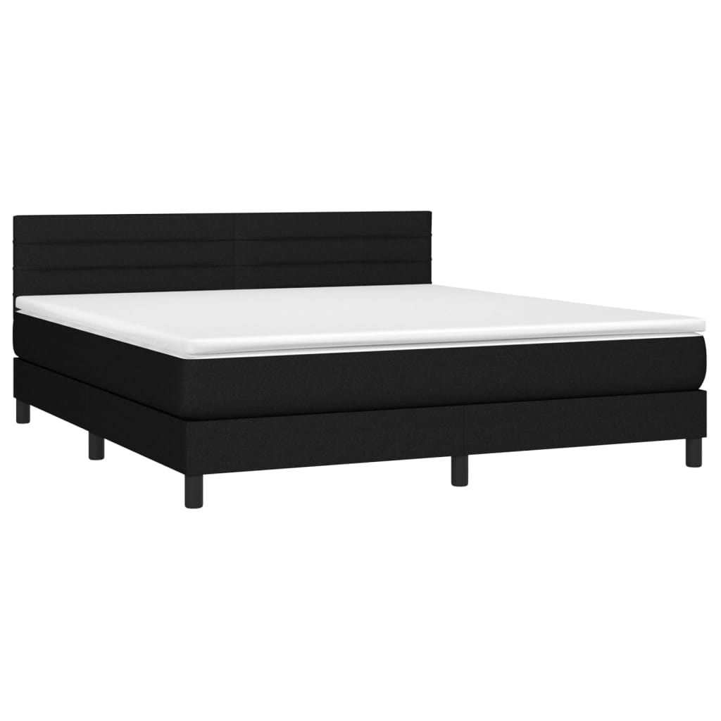 Κρεβάτι Boxspring με Στρώμα Μαύρο 160x200 εκ. Υφασμάτινο
