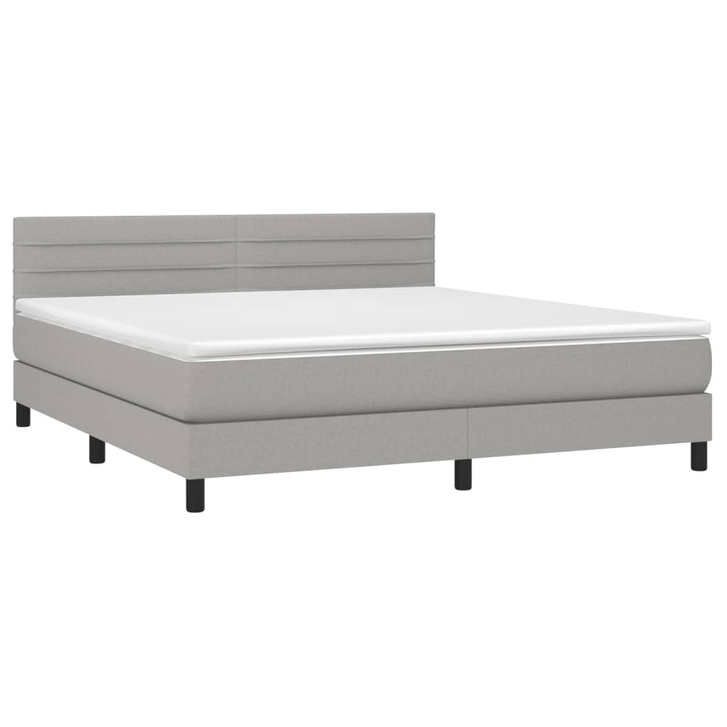 Κρεβάτι Boxspring με Στρώμα Ανοιχτό Γκρι 180x200 εκ. Υφασμάτινο