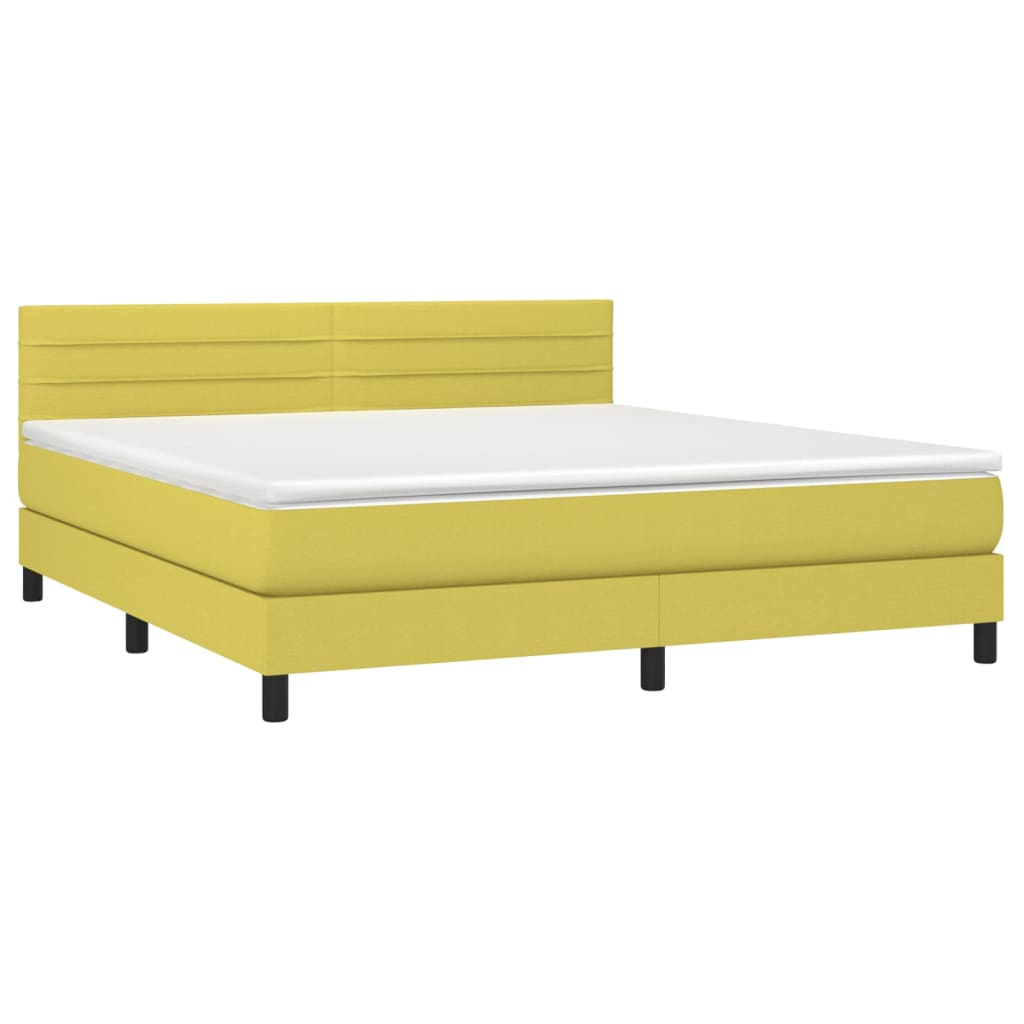 Κρεβάτι Boxspring με Στρώμα Πράσινο 180x200 εκ.Υφασμάτινο