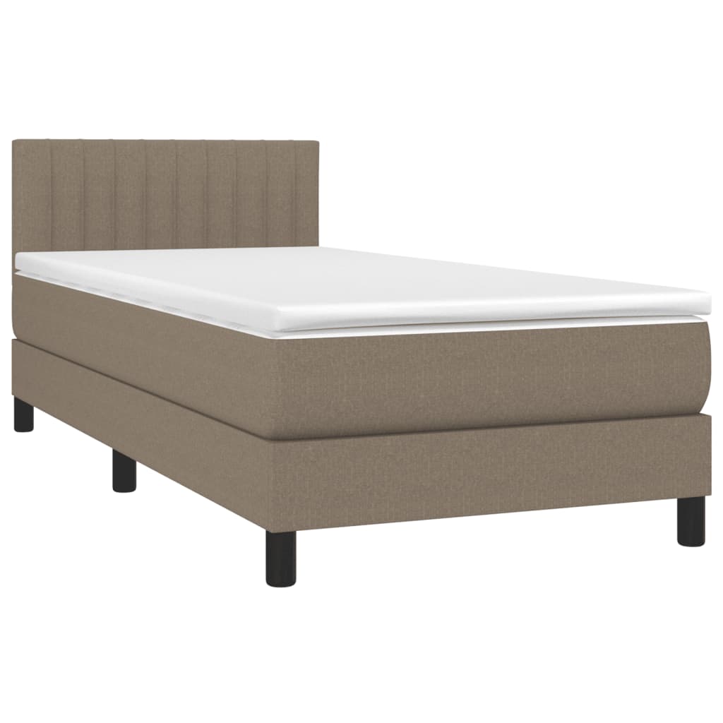 Κρεβάτι Boxspring με Στρώμα Taupe 90x200 εκ. Υφασμάτινο