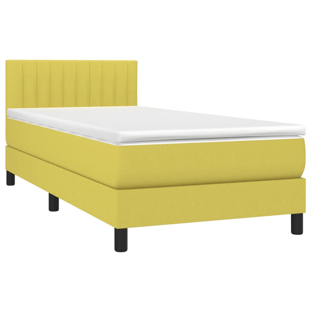 Κρεβάτι Boxspring με Στρώμα Πράσινο 90x200 εκ. Υφασμάτινο