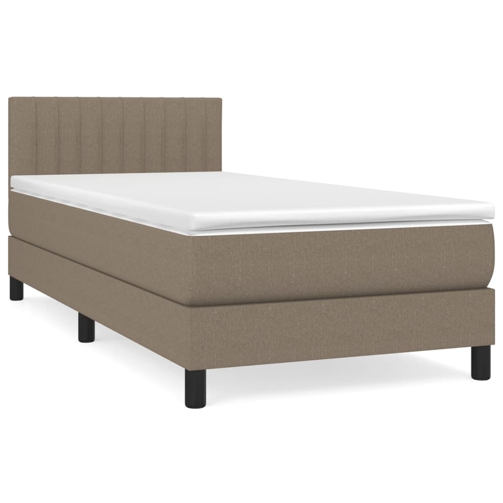 Κρεβάτι Boxspring με Στρώμα Taupe 100 x 200 εκ. Υφασμάτινο