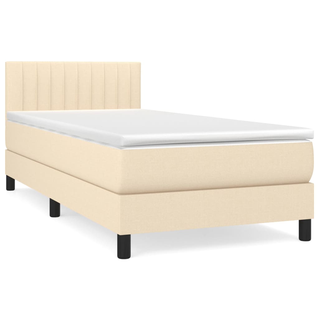 Κρεβάτι Boxspring με Στρώμα Κρεμ 100 x 200 εκ. Υφασμάτινο