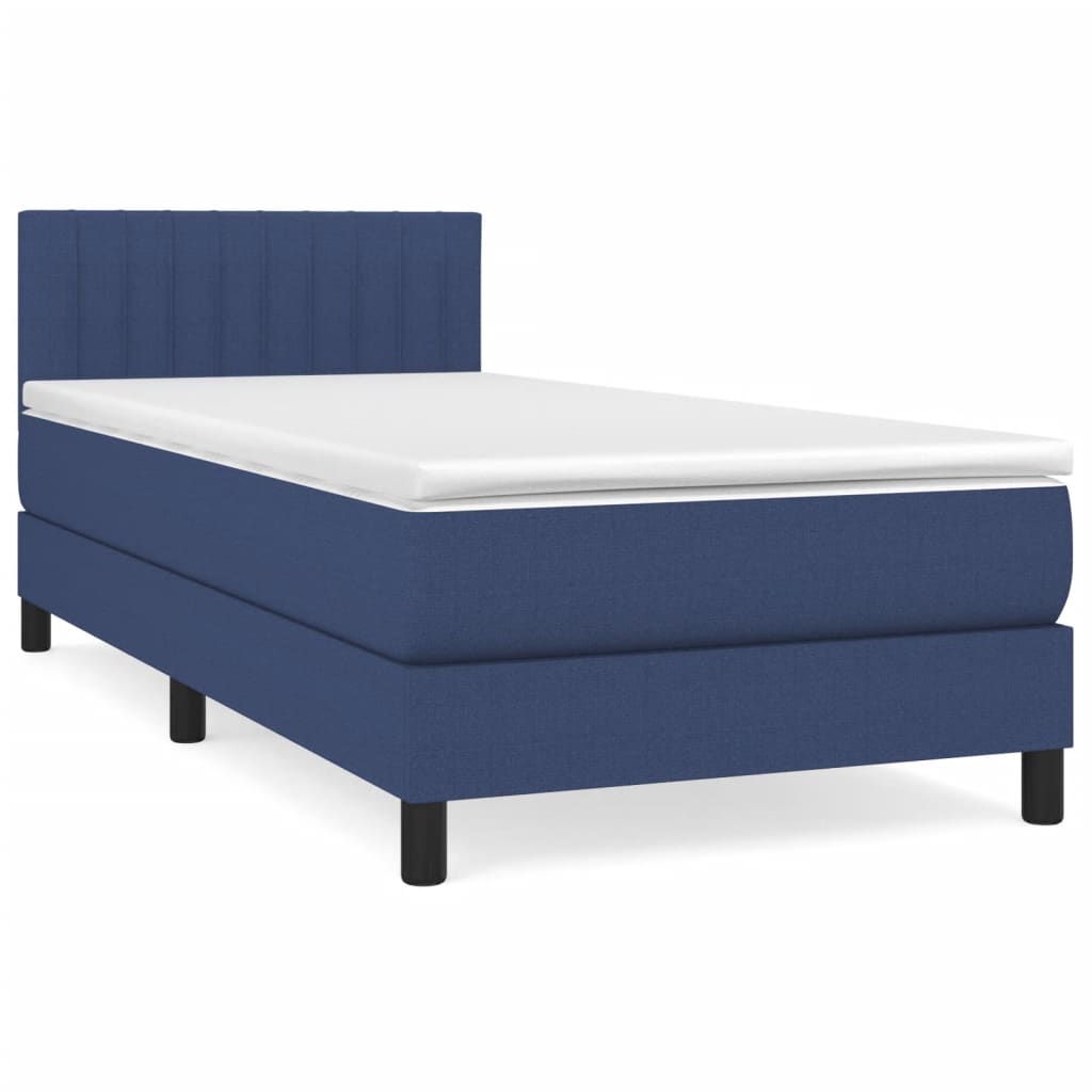 Κρεβάτι Boxspring με Στρώμα Μπλε 100 x 200 εκ. Υφασμάτινο