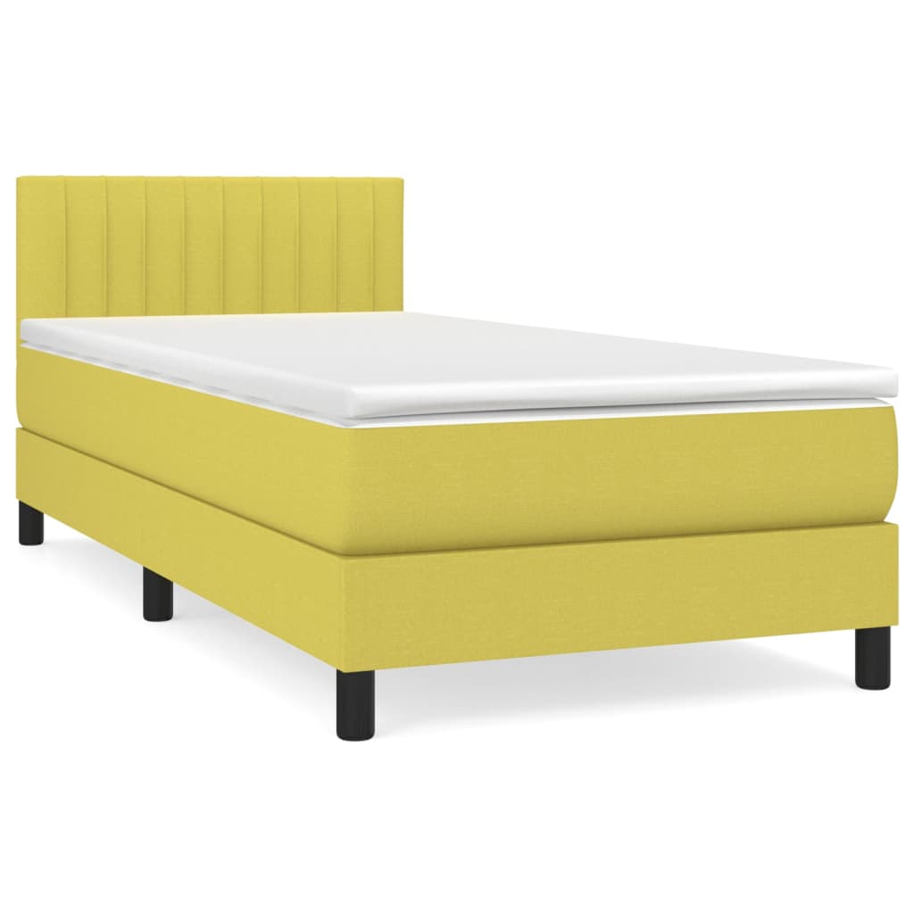 Κρεβάτι Boxspring με Στρώμα Πράσινο 100 x 200 εκ. Υφασμάτινο
