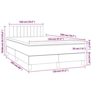 Κρεβάτι Boxspring με Στρώμα Μπλε 120x200 εκ. Υφασμάτινο