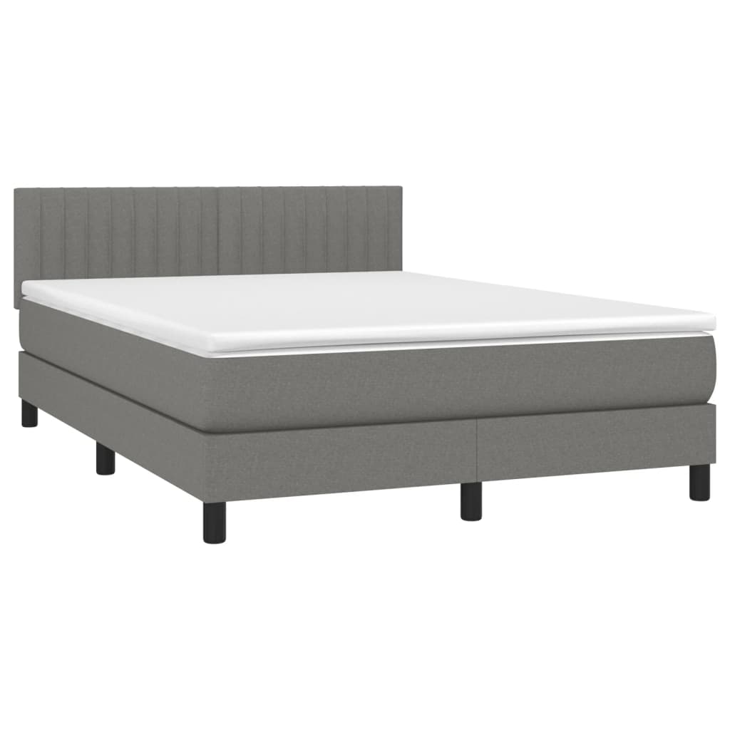 Κρεβάτι Boxspring με Στρώμα Σκούρο Γκρι 140x190 εκ. Υφασμάτινο