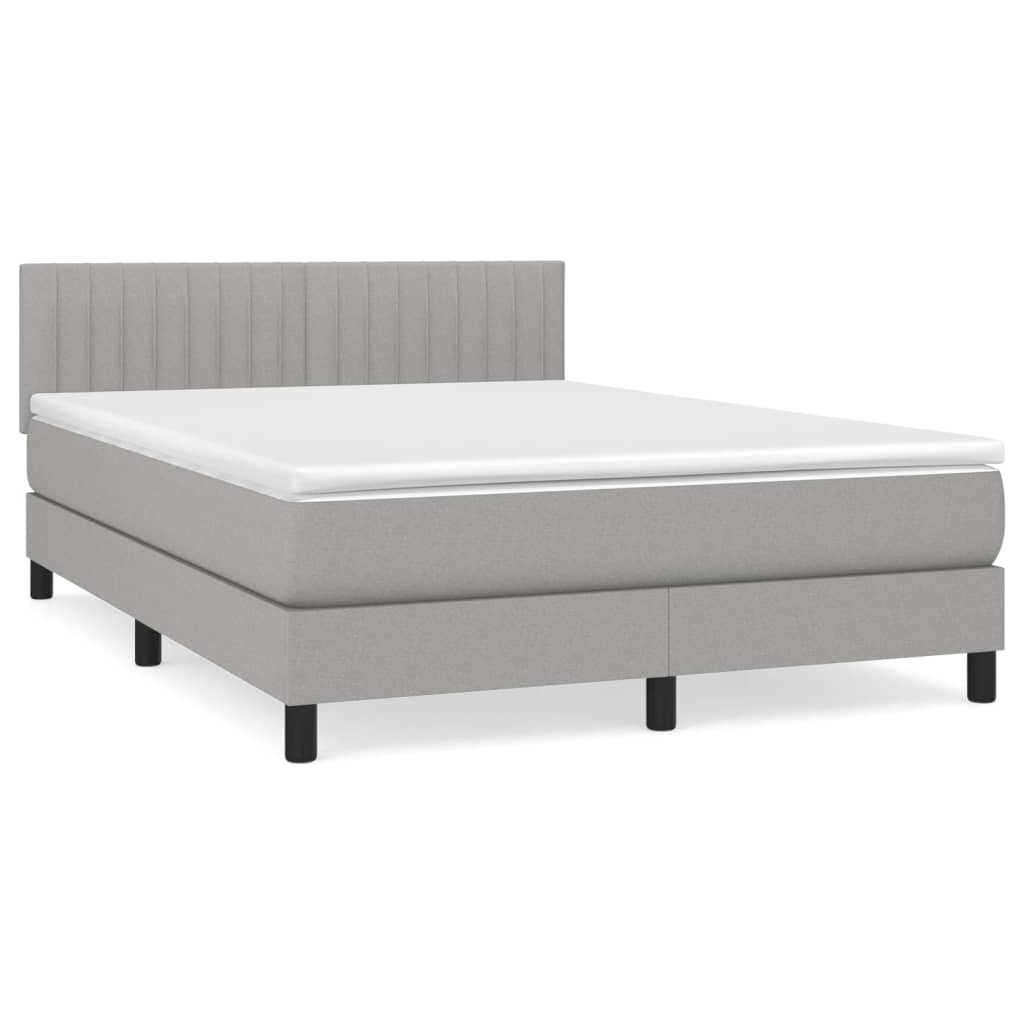 Κρεβάτι Boxspring με Στρώμα Ανοιχτό Γκρι 140x200 εκ. Υφασμάτινο