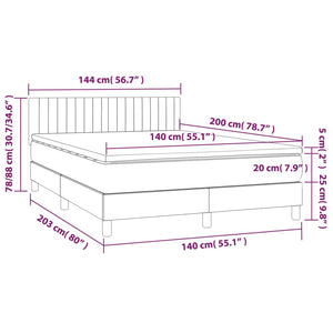 Κρεβάτι Boxspring με Στρώμα Μπλε 140x200 εκ. Υφασμάτινο