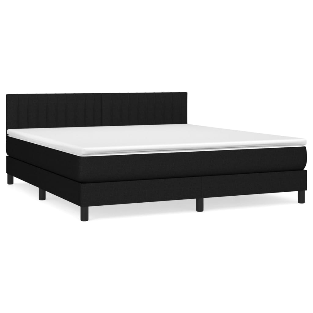 Κρεβάτι Boxspring με Στρώμα Μαύρο 160x200 εκ. Υφασμάτινο