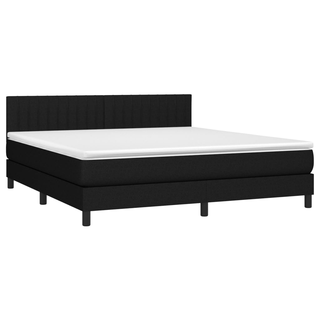 Κρεβάτι Boxspring με Στρώμα Μαύρο 160x200 εκ. Υφασμάτινο