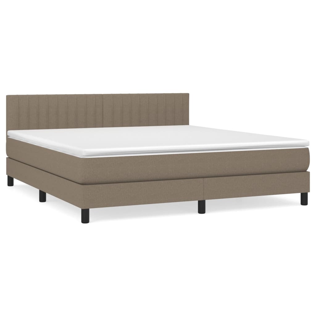 Κρεβάτι Boxspring με Στρώμα Taupe 160x200 εκ. Υφασμάτινο - Pakobazaar