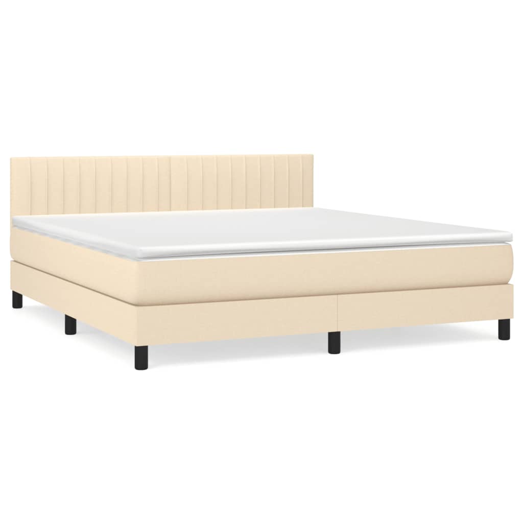 Κρεβάτι Boxspring με Στρώμα Κρεμ 180x200 εκ. Υφασμάτινο
