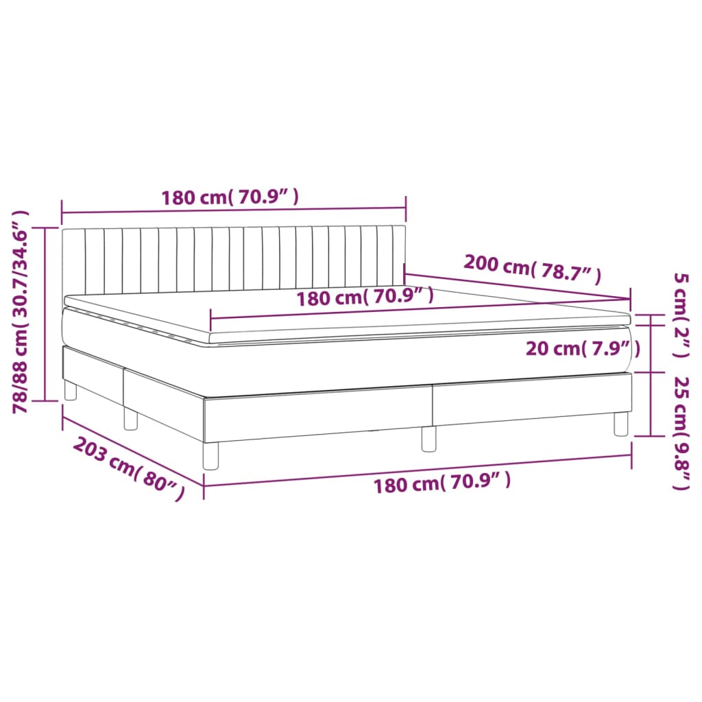 Κρεβάτι Boxspring με Στρώμα Πράσινο 180x200 εκ.Υφασμάτινο
